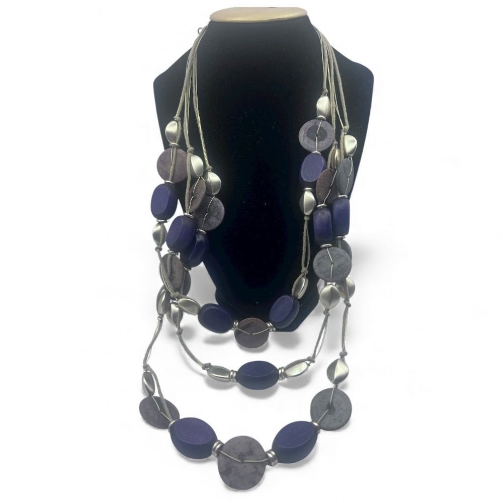 Chico's Purple and brush gold Multi-Strand Necklace